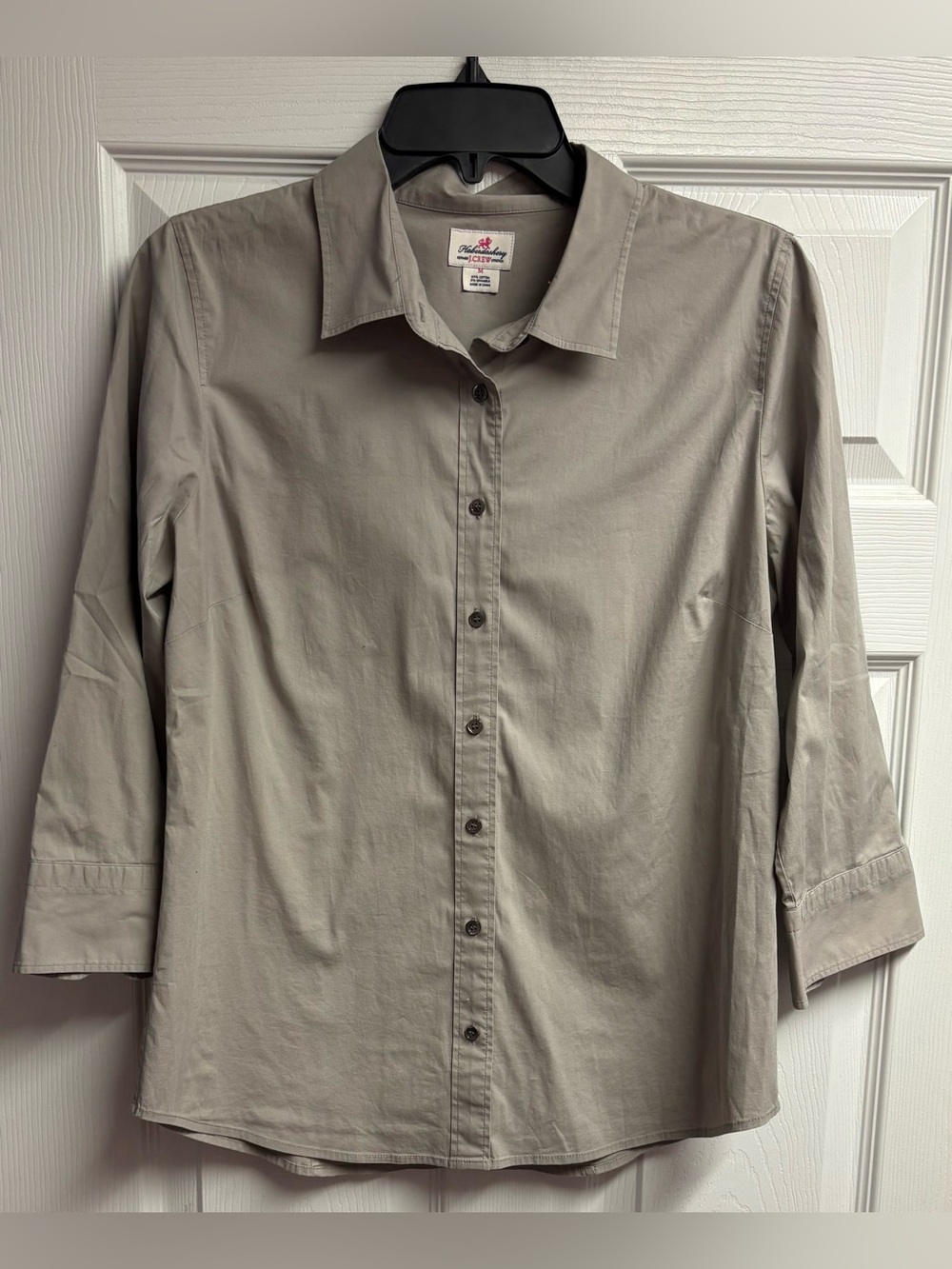 J. Crew Haberdashery Button-Up Cotton Blend Shirt Neutral Gray Medium